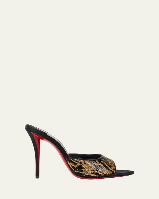 Miss Z Sequin Animal Red Sole Mules